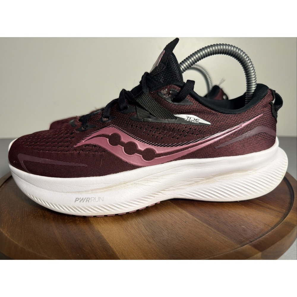 Saucony Womens Ride 15 Sundown Black Maroon Running Shoes S10729-21 Size 7.5